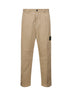 Beige cotton twill cargo trousers<BR/>