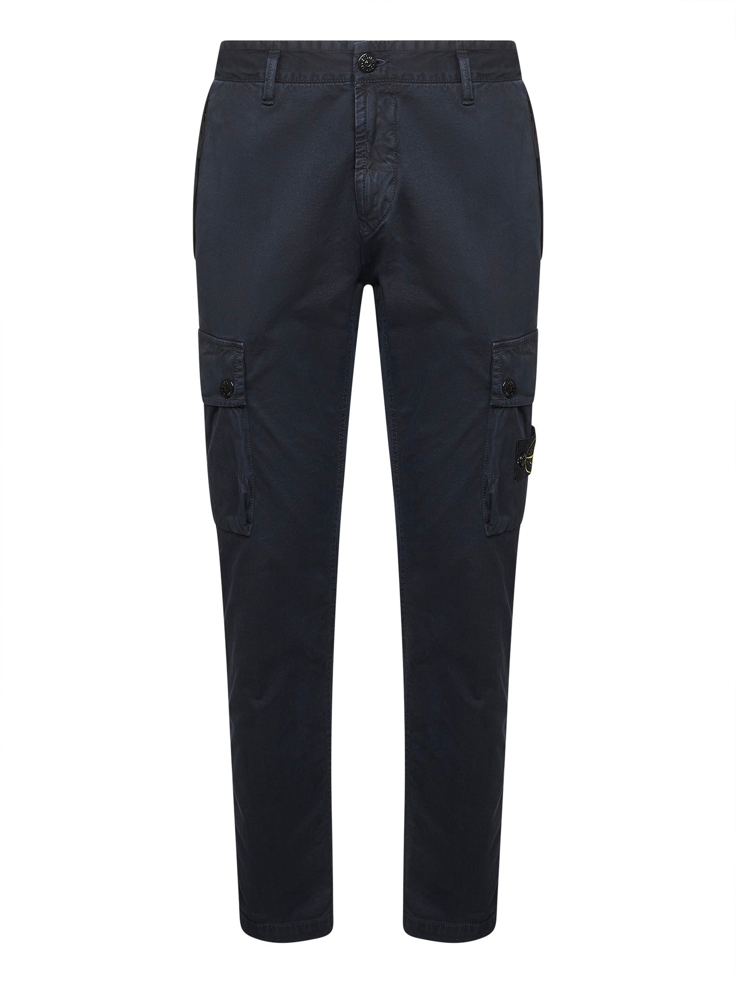 Blue stretch twill cargo trousers