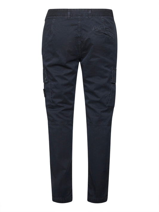 Blue stretch twill cargo trousers