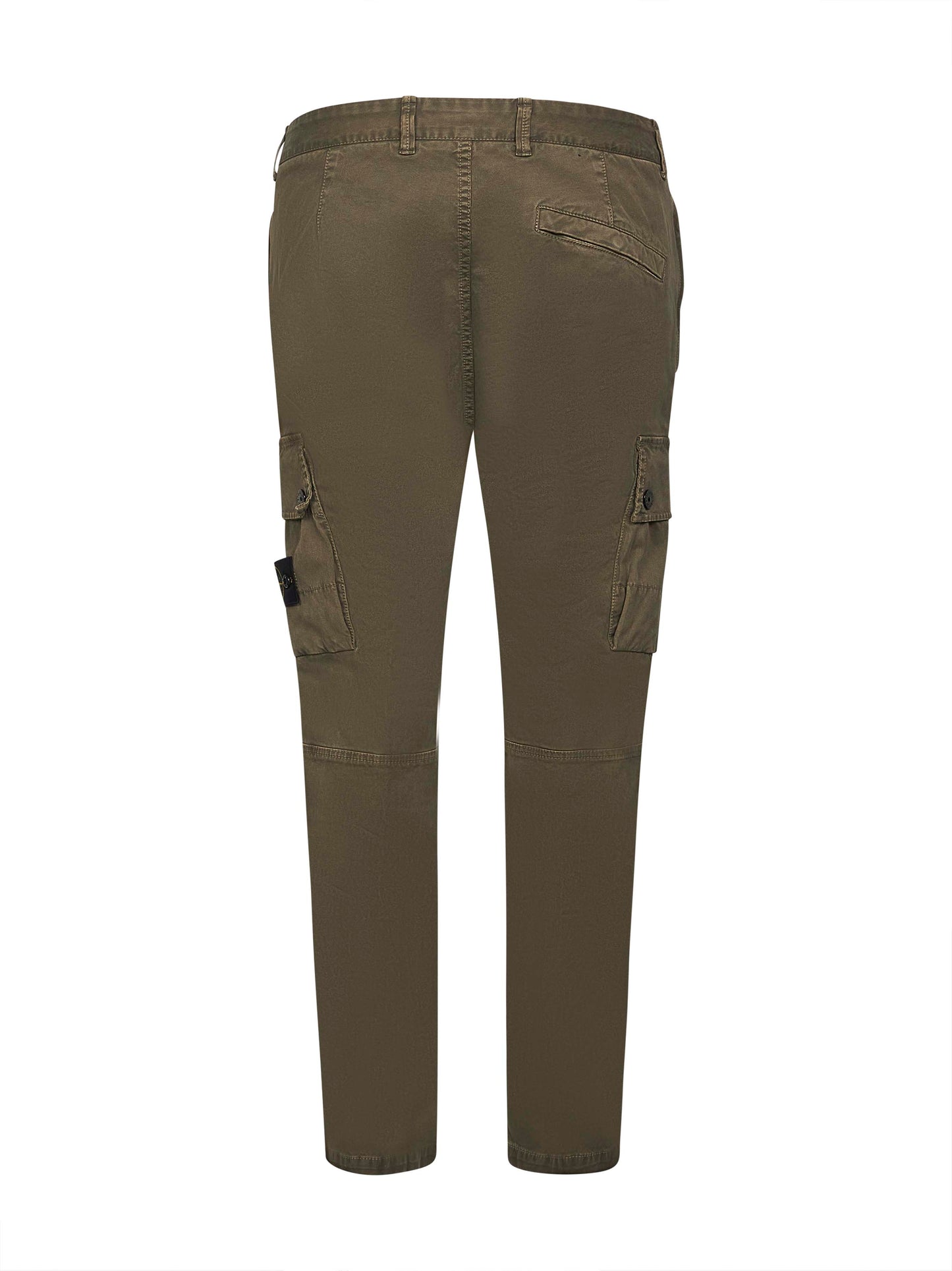 Green stretch twill cargo trousers
