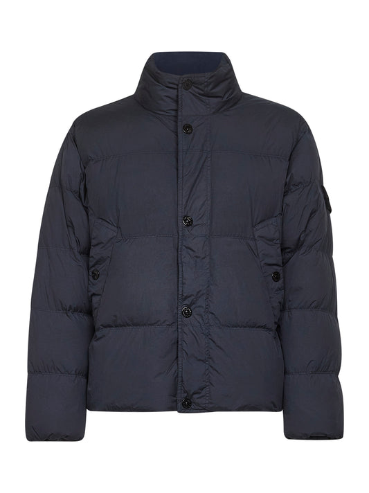 Blue recycled nylon reps down jacket