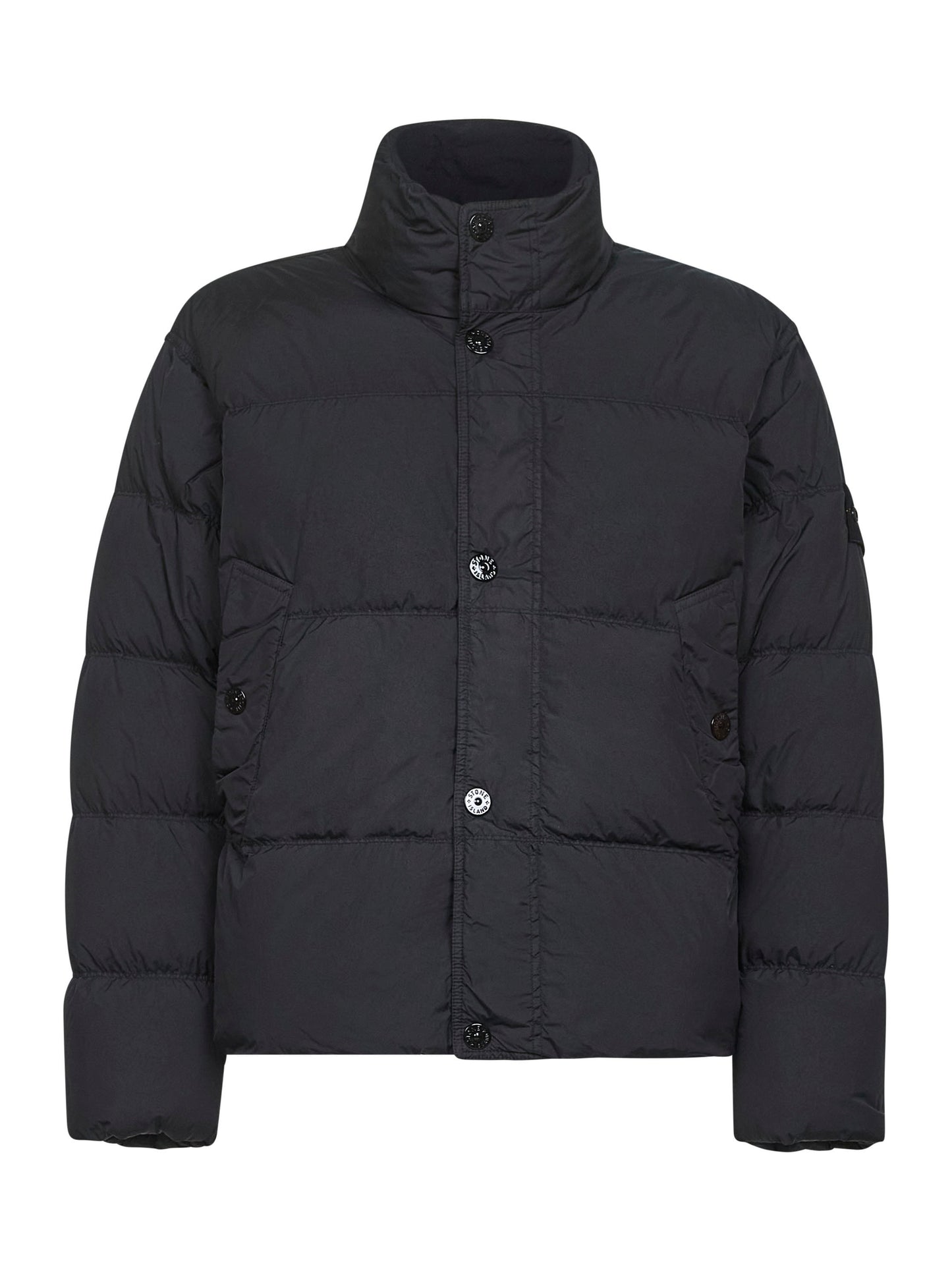 Black recycled nylon reps down jacket