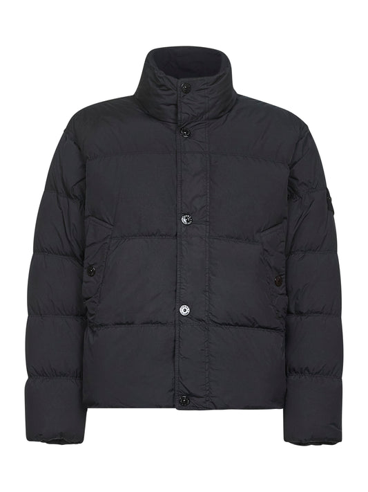 Black recycled nylon reps down jacket