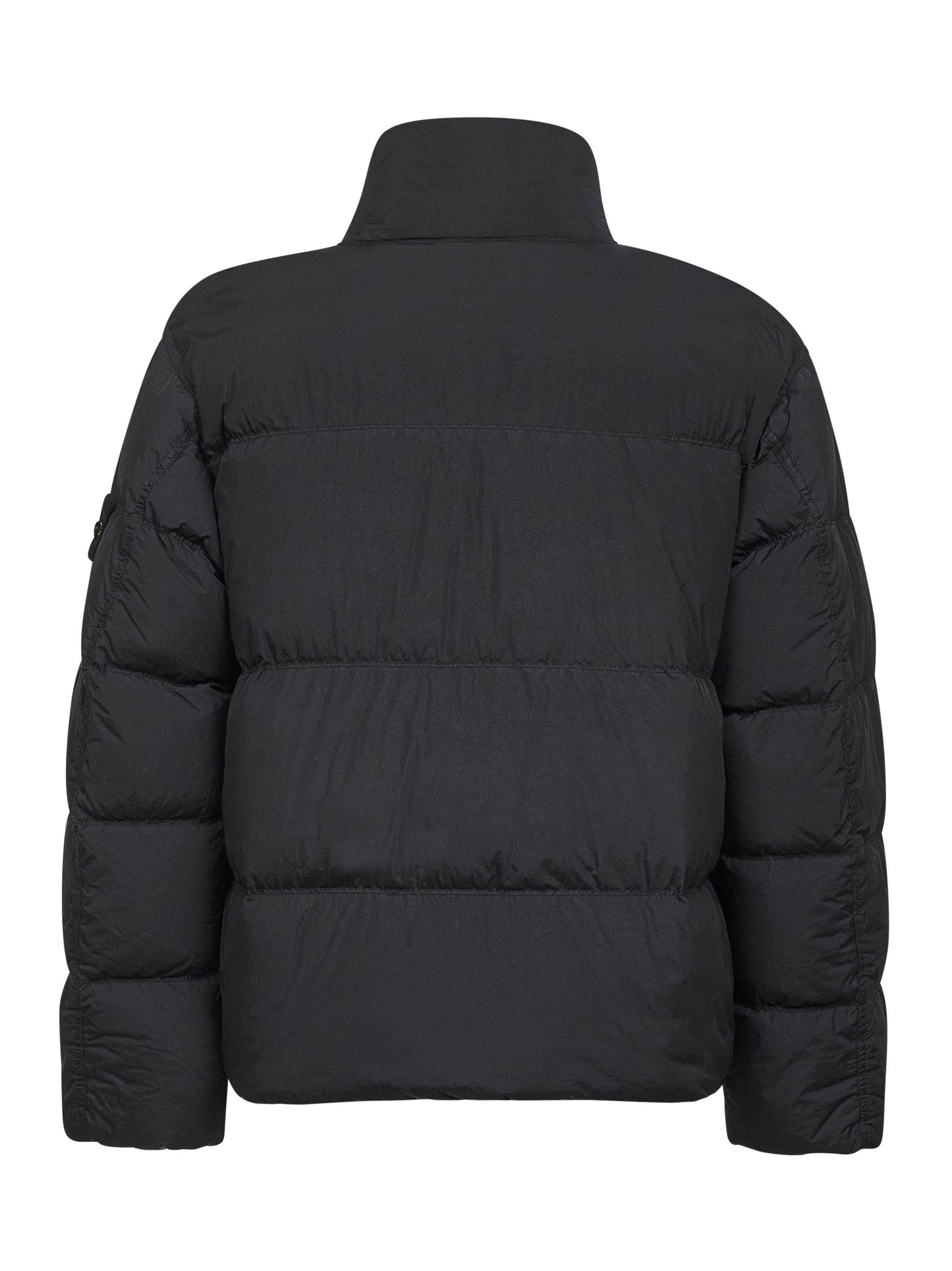 Black recycled nylon reps down jacket