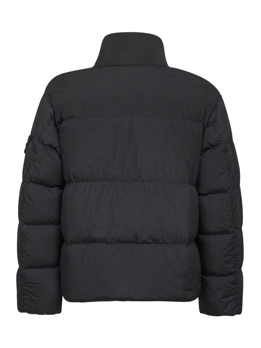 Black recycled nylon reps down jacket