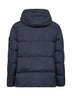 Blue recycled nylon reps hooded down jacket
