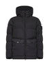 Black recycled nylon reps hooded down jacket