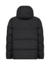Black recycled nylon reps hooded down jacket