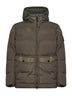 Green recycled nylon reps hooded down jacket