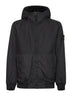 Black nylon reps padded hooded jacket
