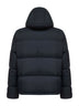 Black ripstop nylon short hooded parka