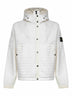 Ivory nylon rep padded hooded jacket