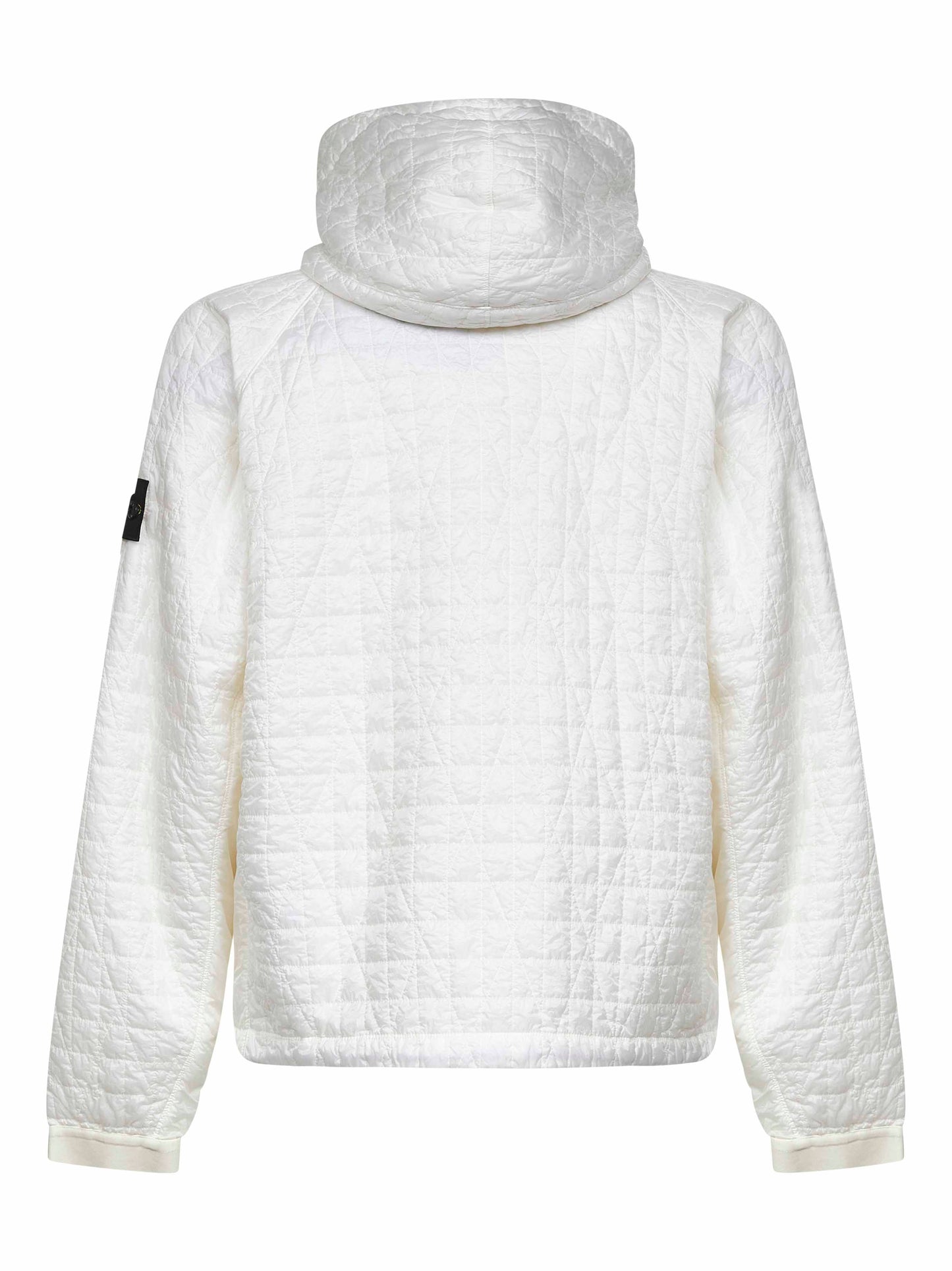 Ivory nylon rep padded hooded jacket