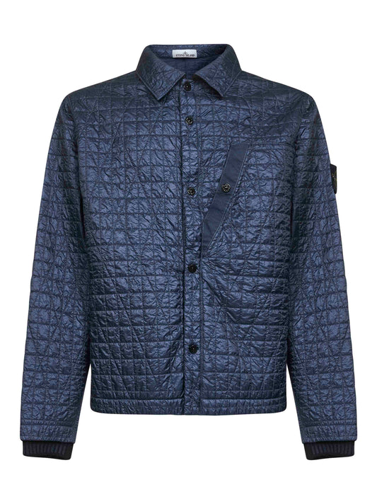 Blue nylon reps padded coach jacket