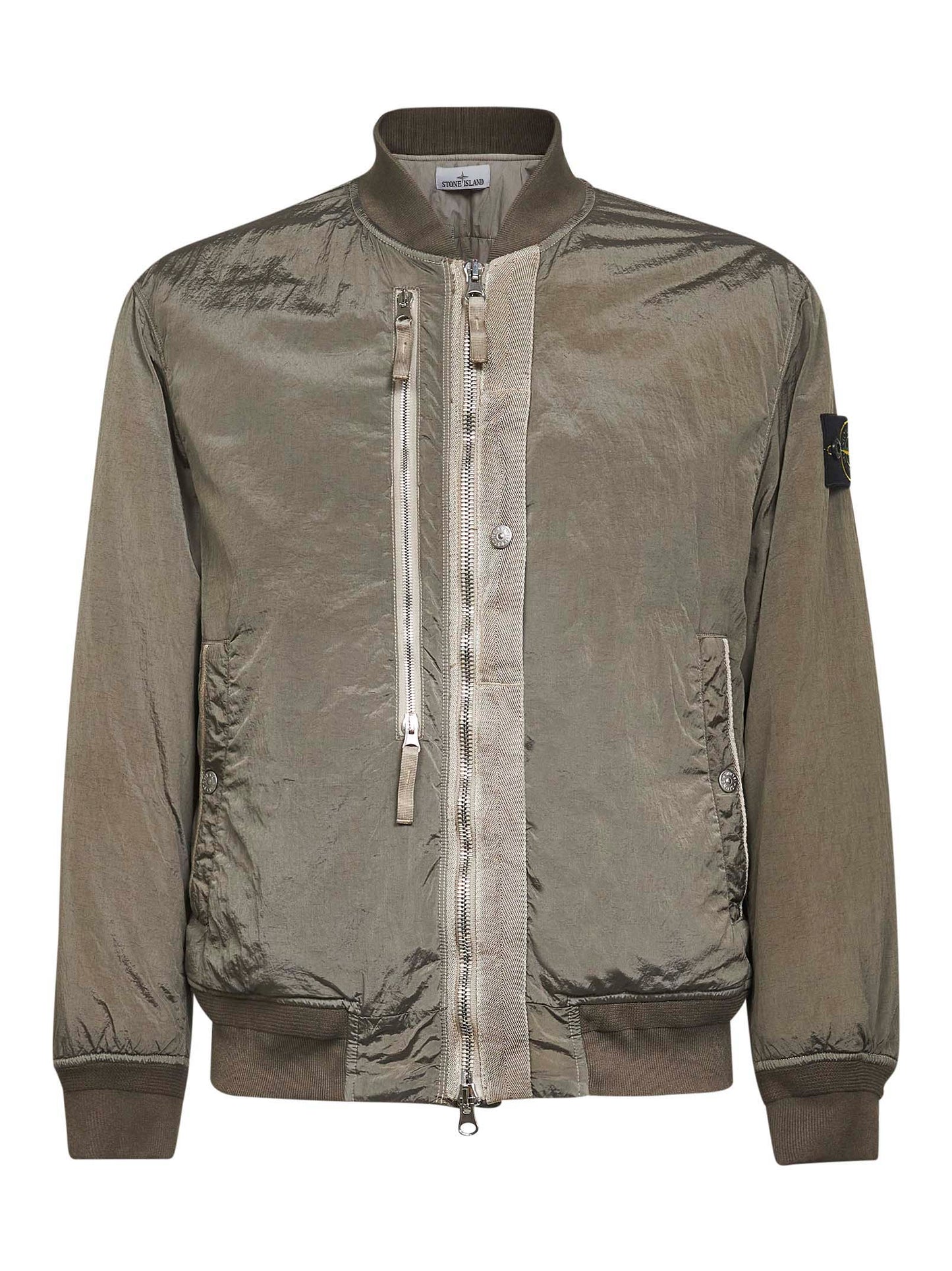 Green iridescent Nylon Metal bomber jacket
