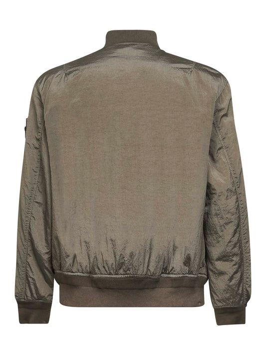Green iridescent Nylon Metal bomber jacket