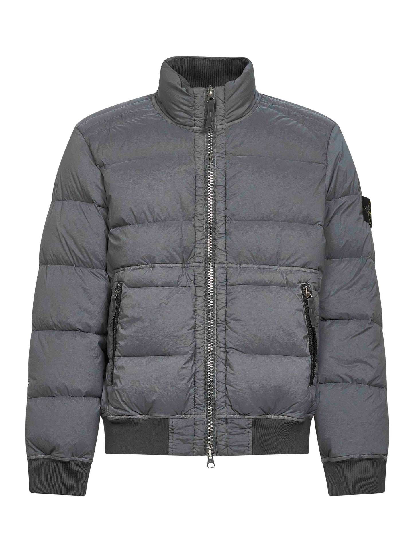 Grey DOWN-TC stretch nylon down jacket