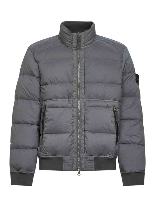 Grey DOWN-TC stretch nylon down jacket