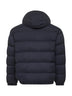 Blue stretch nylon hooded down jacket