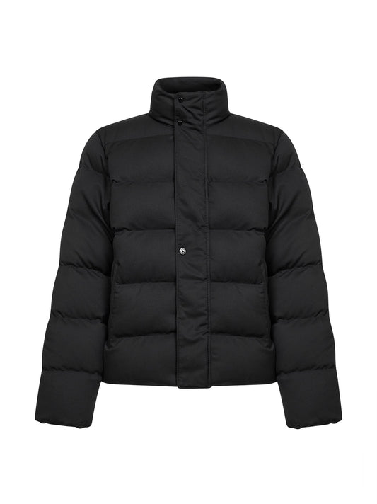 Black Merino worsted wool twill down jacket