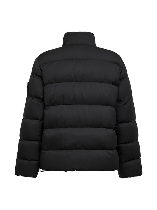 Black Merino worsted wool twill down jacket