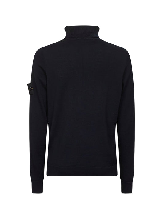 Blue lightweight RWS wool turtleneck sweater