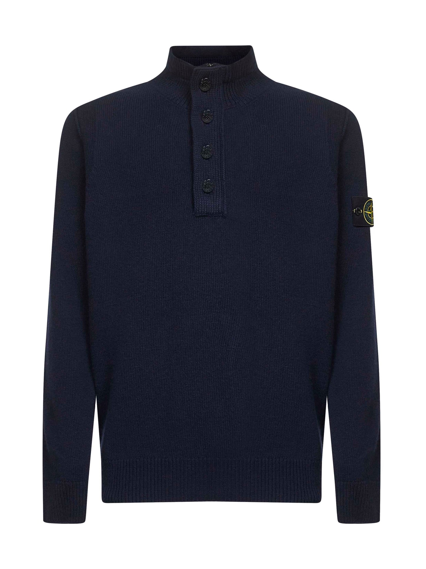 Blue lambswool half-zip jumper