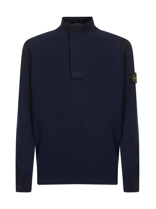 Blue lambswool half-zip jumper