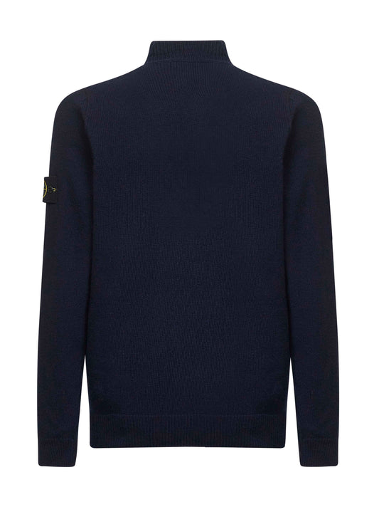 Blue lambswool half-zip jumper