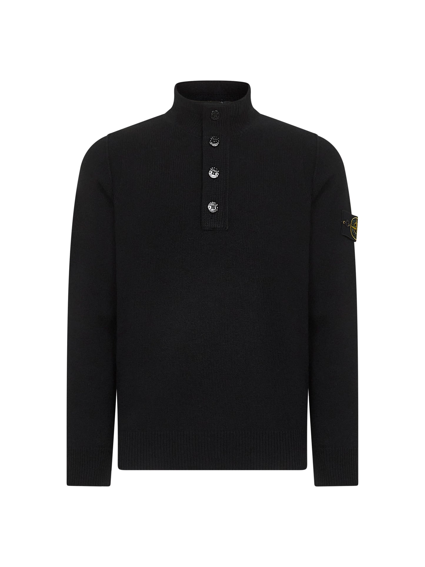 Black lambswool half-zip jumper