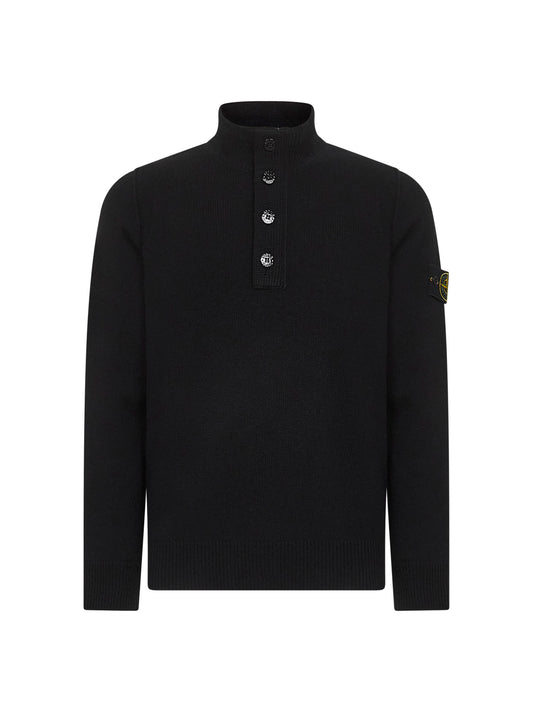 Black lambswool half-zip jumper