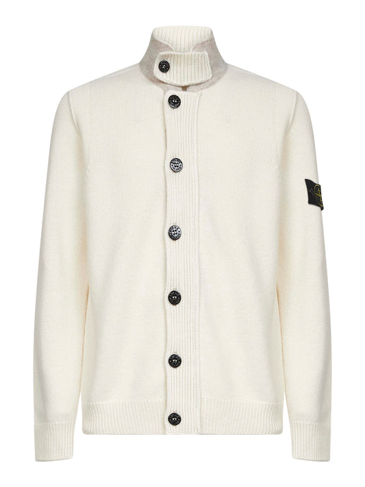 Ivory lambswool zip-up cardigan