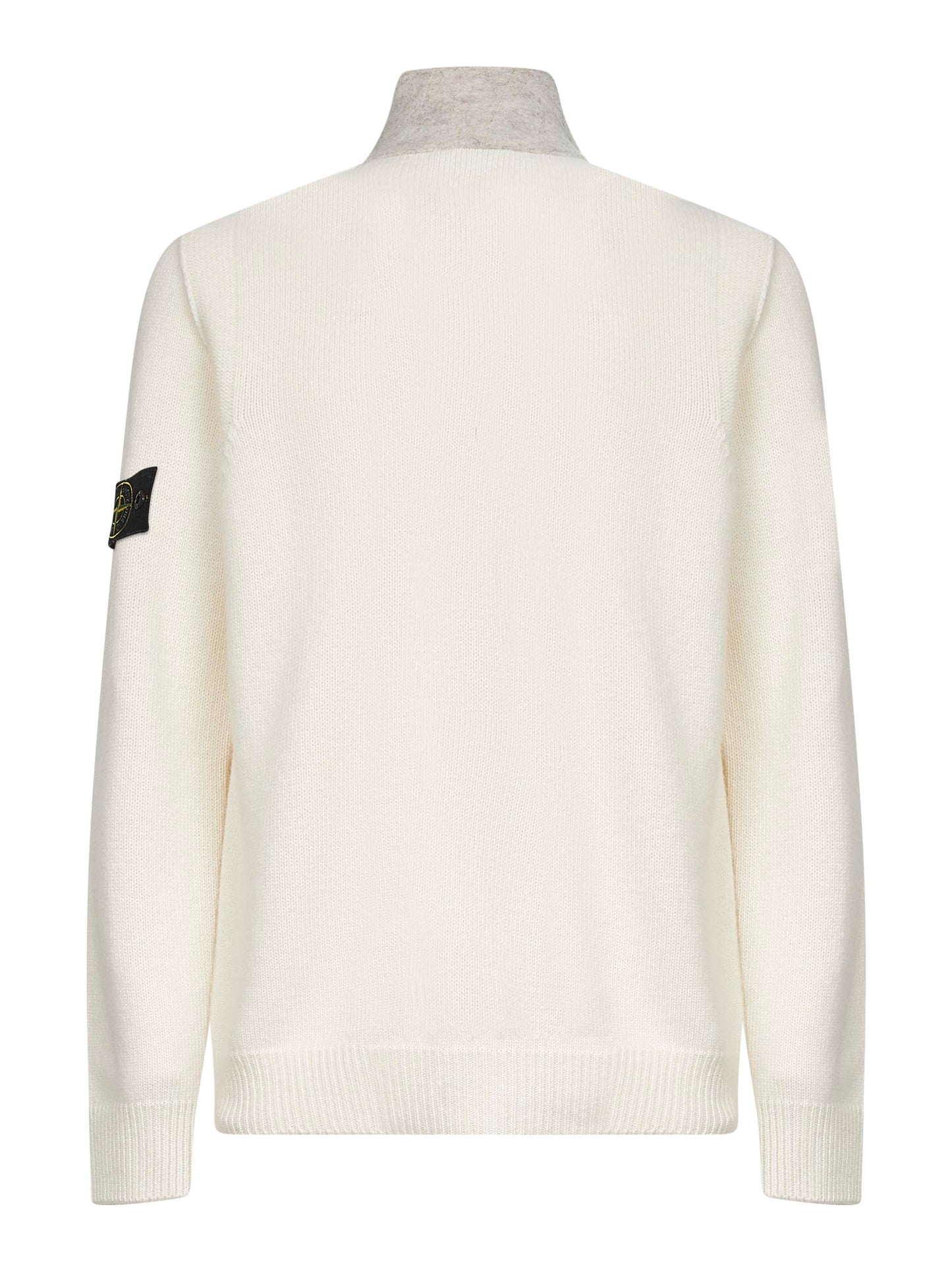 Ivory lambswool zip-up cardigan