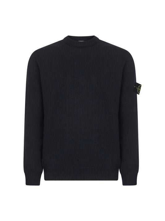 Blue winter cotton crewneck sweater