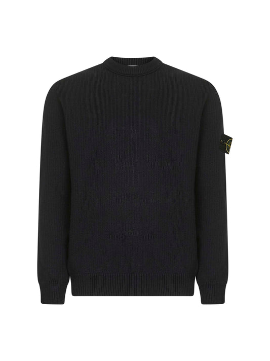 Maglione girocollo in cotone invernale nero