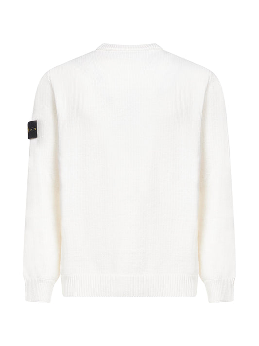 Ivory winter cotton crewneck sweater