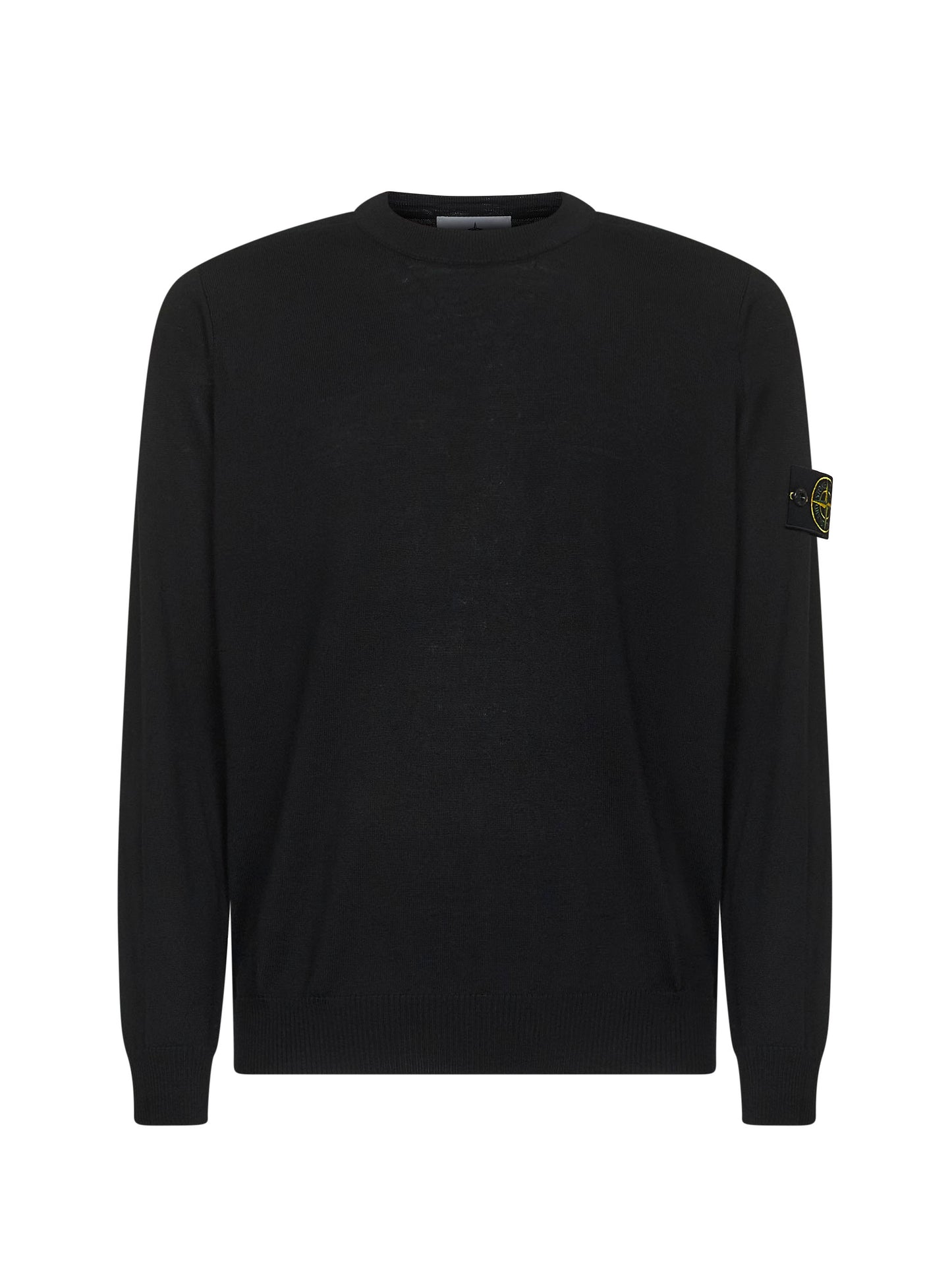 Black virgin wool crewneck sweater