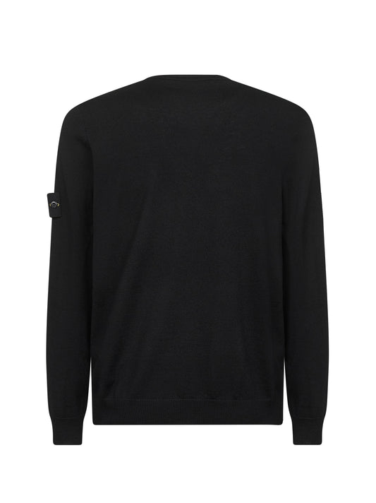 Black virgin wool crewneck sweater