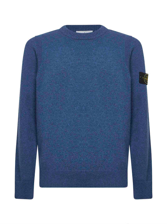 Steel blue lambswool crewneck sweater