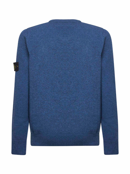 Steel blue lambswool crewneck sweater
