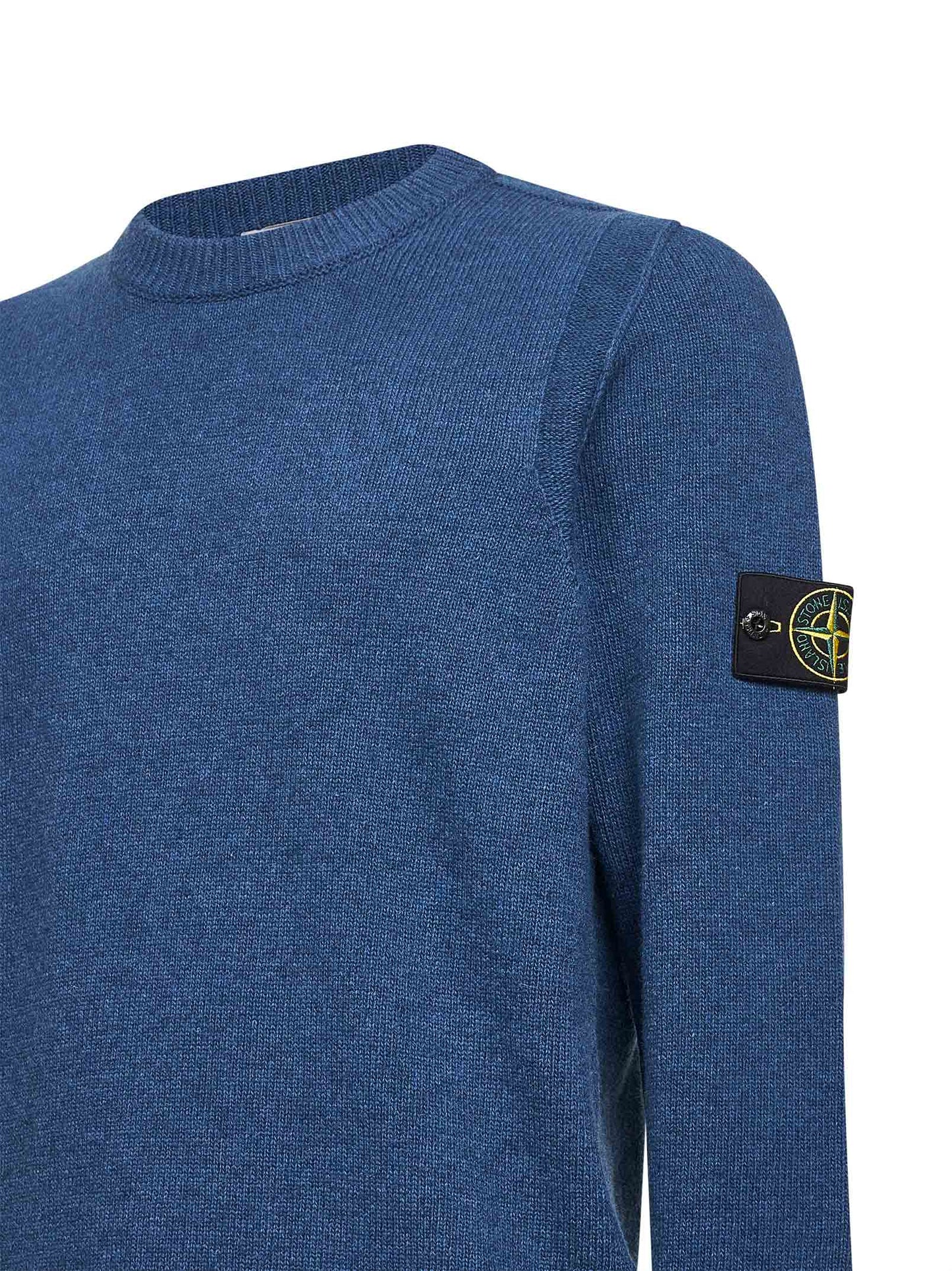 Steel blue lambswool crewneck sweater