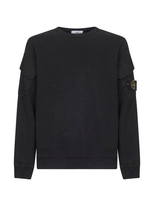 Black cotton crewneck sweatshirt