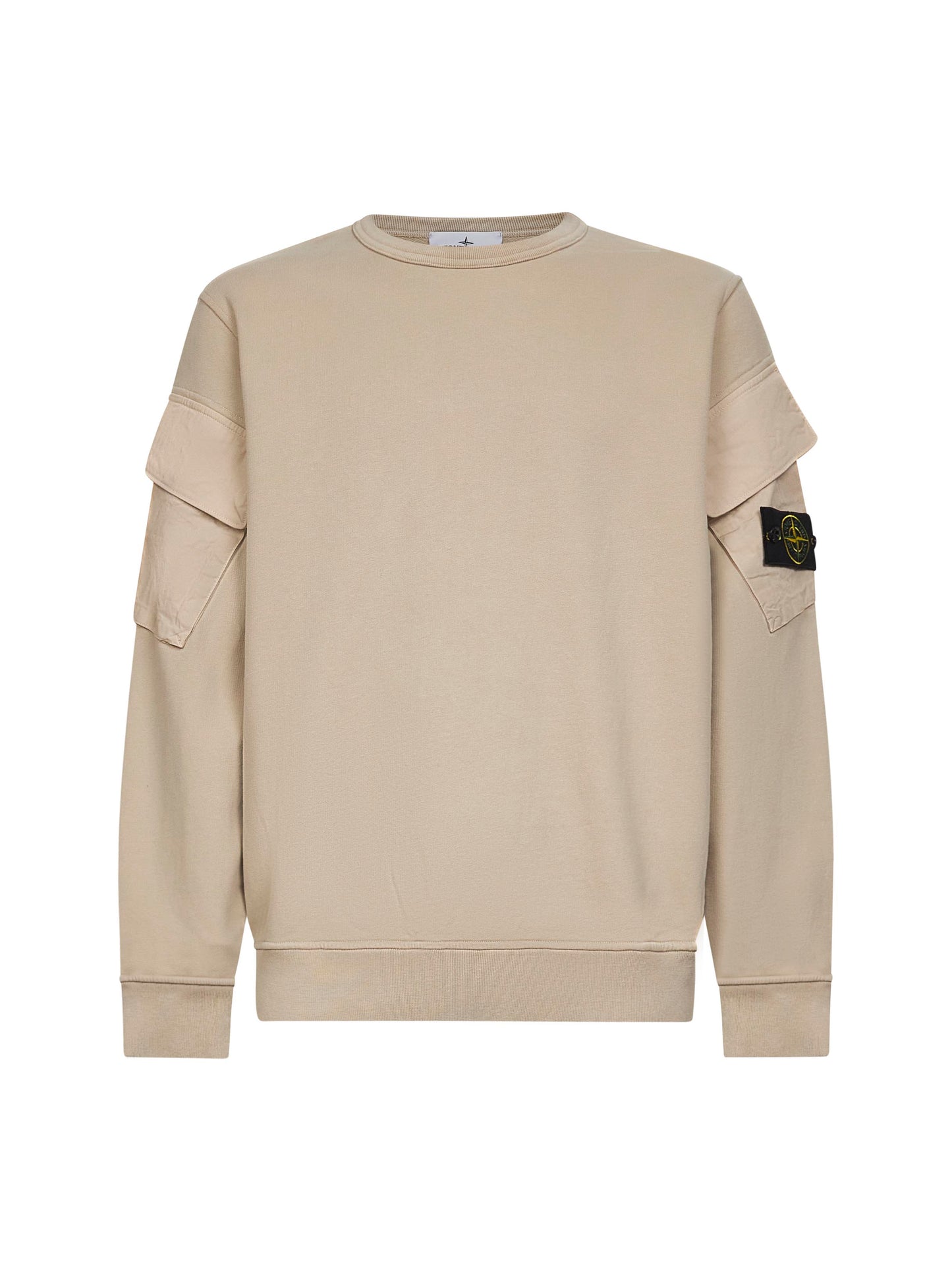 Beige cotton crewneck sweatshirt