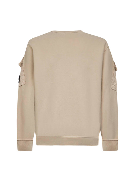 Beige cotton crewneck sweatshirt