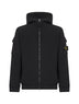 Black brushed organic cotton fleece zip-up hoodie