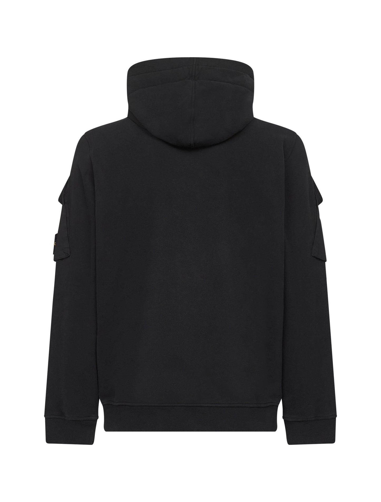 Black brushed organic cotton fleece zip-up hoodie