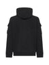 Black brushed organic cotton fleece zip-up hoodie