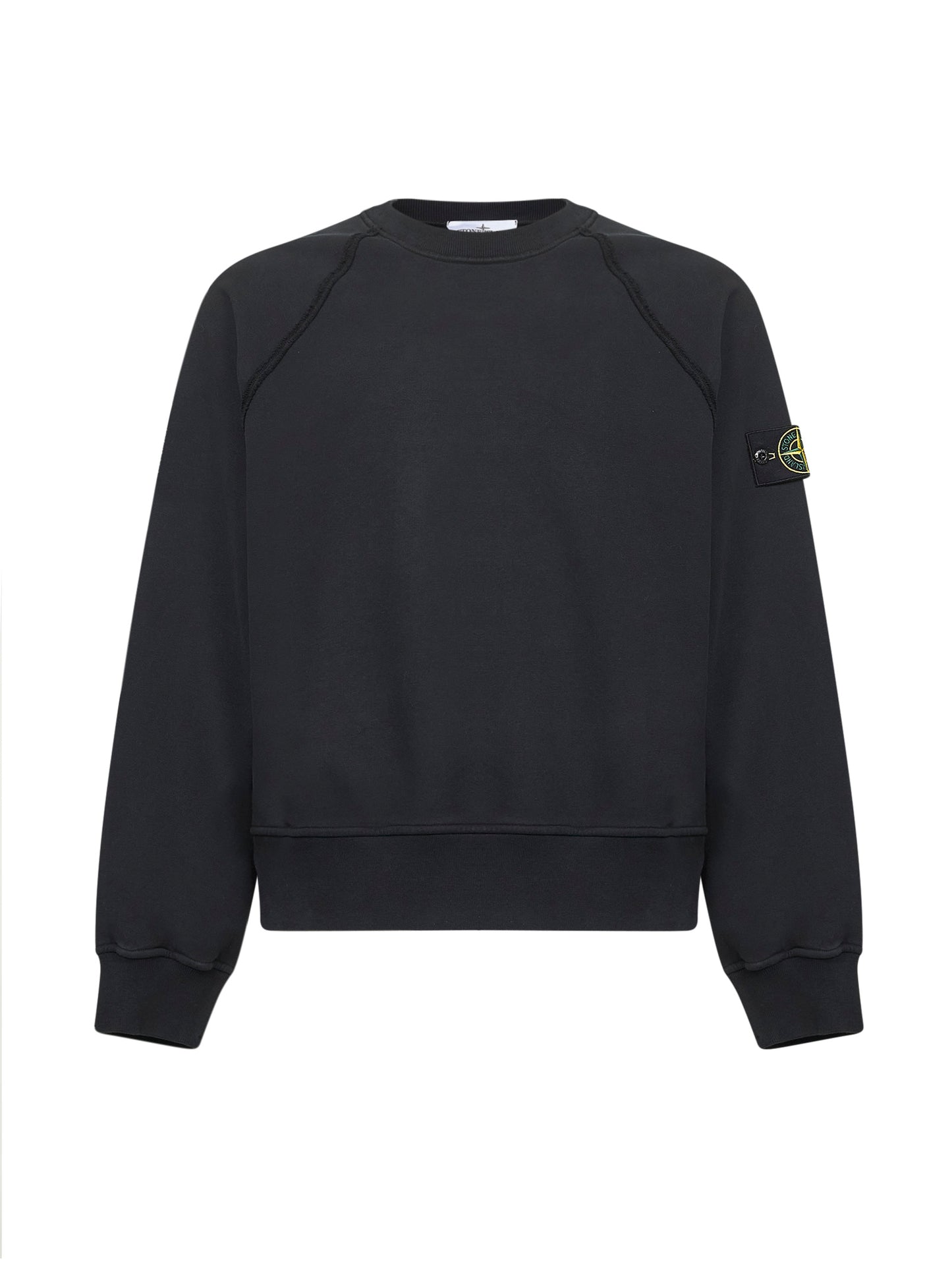 Black brushed organic cotton crewneck sweatshirt