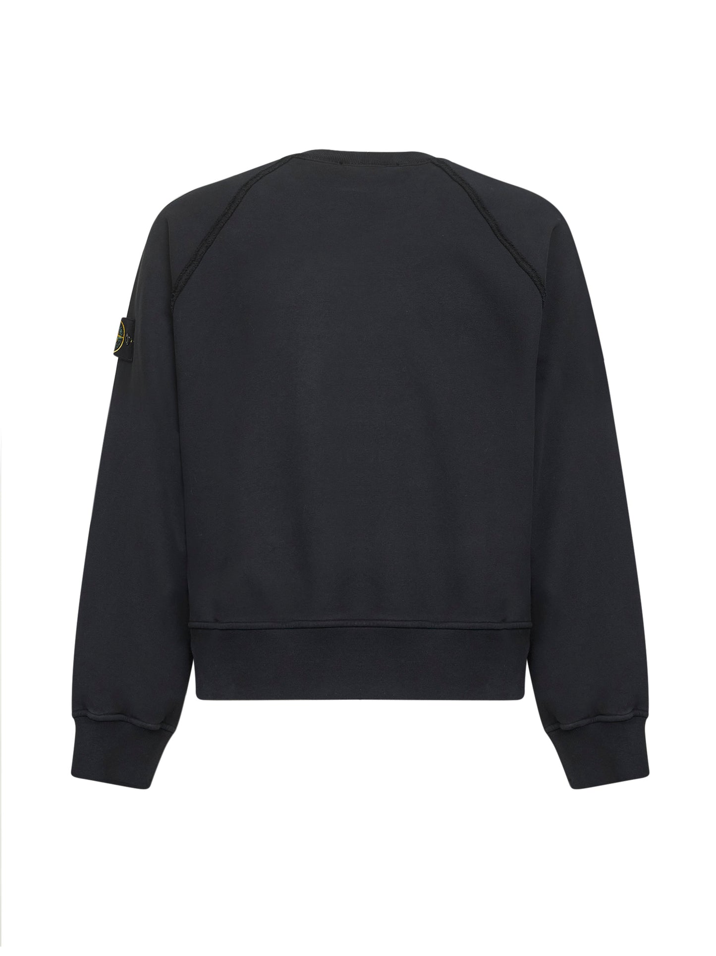 Black brushed organic cotton crewneck sweatshirt
