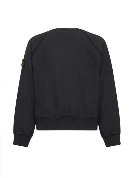 Black brushed organic cotton crewneck sweatshirt